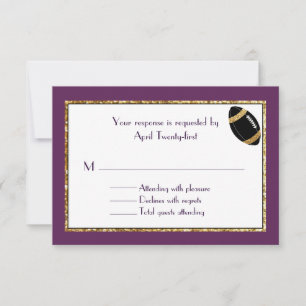 Plum and Faux Glitter Wedding RSVP Card