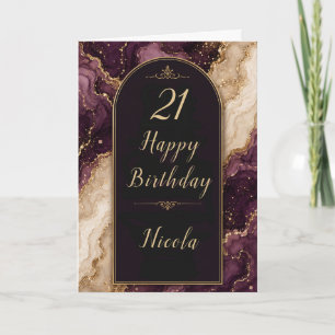 Plum and Gold 21st Birthday Card