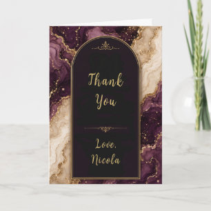 Plum and Gold 21st Birthday Thank You Card