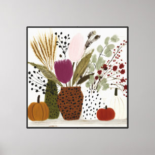 Plum and Olive Leopard Spotted Vases Canvas Print
