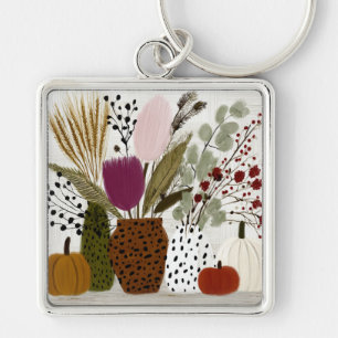 Plum and Olive Leopard Spotted Vases Key Ring