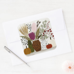 Plum and Olive Leopard Spotted Vases Square Sticker