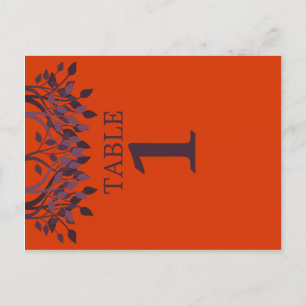 Plum and Orange Leaves Table Number Cards