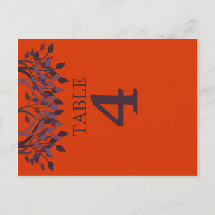 Plum and Orange Leaves Table Number Cards 4
