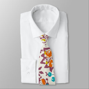 Plum and Orange Vintage Floral Wedding Tie