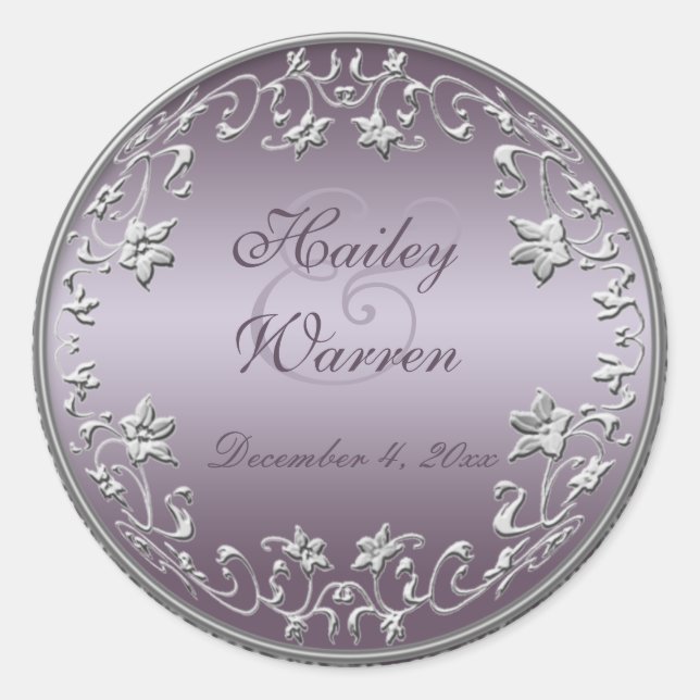 Plum and Pewter 1.5" Diameter Round Sticker (Front)