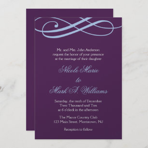 Plum and Powder Blue Swirls Wedding Invitations