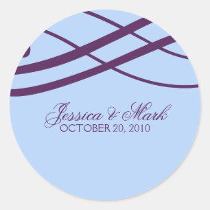 Plum and Powder Blue Swirls Wedding Stickers