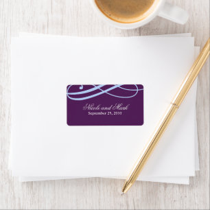 Plum and Powder Blue Wedding Favour Labels
