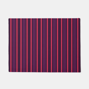 Plum and red candy stripes doormat