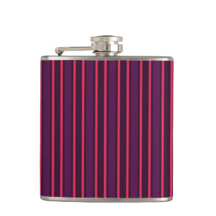 Plum and red candy stripes hip flask