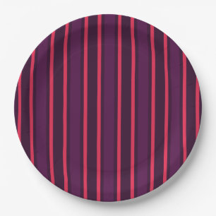 Plum and red candy stripes paper plate