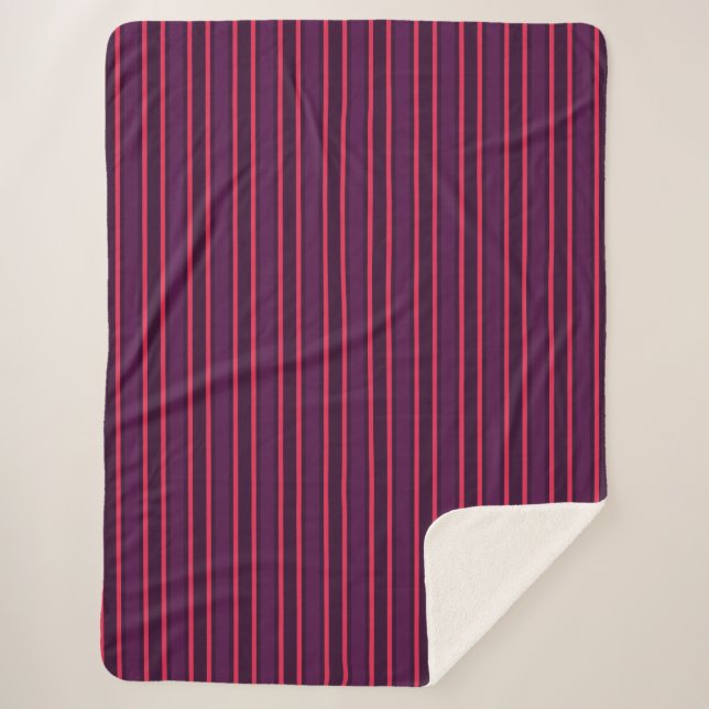 Plum and red candy stripes sherpa blanket (Front)