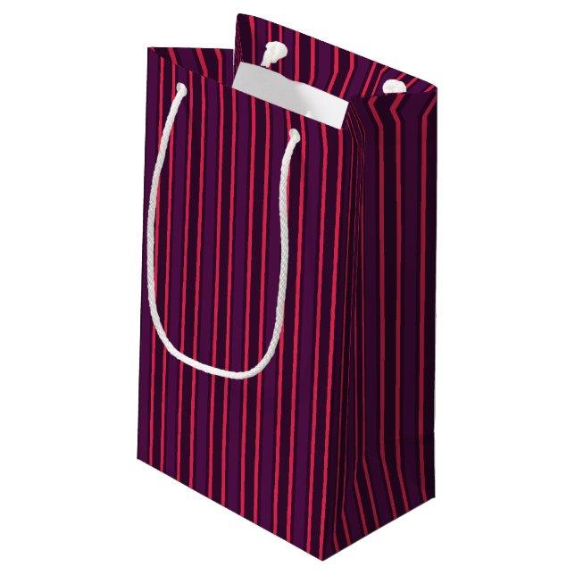 Plum and red candy stripes small gift bag (Back Angled)