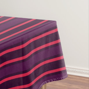 Plum and red candy stripes tablecloth