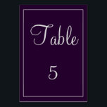 Plum and Silver Classy Table Number<br><div class="desc">A classy table card that is truly amazing,  this item portrays a plum and silver design using easy to fill in templates.  The text can be customised as well as the colour of the table card and square.  Personalise yours today!</div>