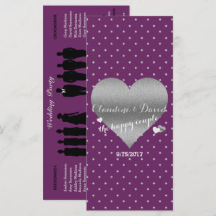 Plum And Silver Polka Dots Rustic Wedding Programme