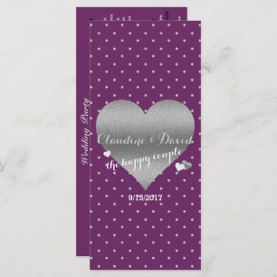 Plum And Silver Polka Dots Rustic Wedding Programme