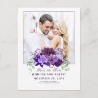 Plum and Violet Purple Floral Save the Date