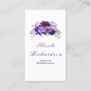 Plum and Violet Purple Flowers Stylish and Elegant Business Card