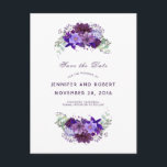 Plum and Violet Purple Wreath Save the Date Announcement Postcard<br><div class="desc">The fabulous plum and lilac purple floral save the date postcards</div>