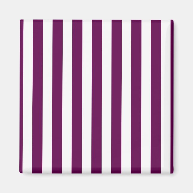 Plum and white candy stripes magnet (Front)