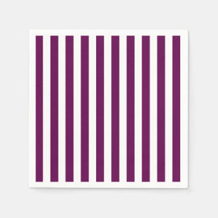 Plum and white candy stripes napkin