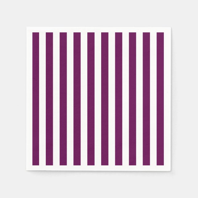Plum and white candy stripes napkin (Front)