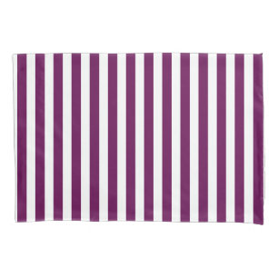 Plum and white candy stripes pillowcase