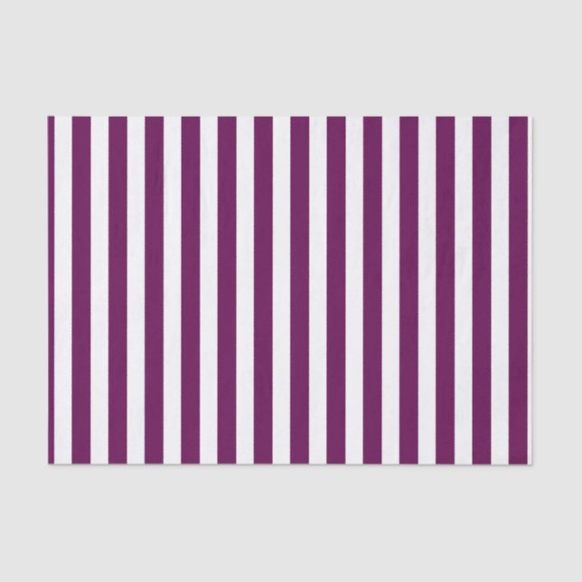 Plum and white candy stripes tissue paper (Front)