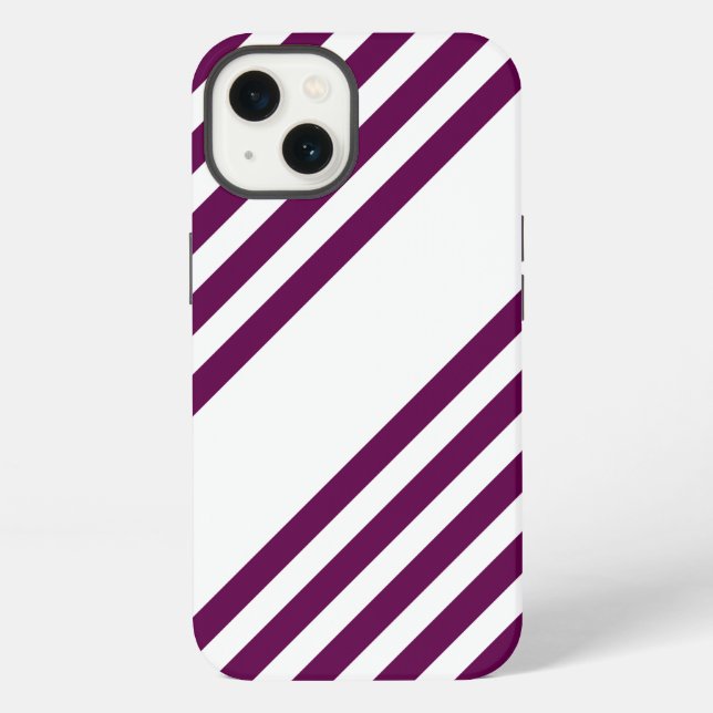 Plum and white five stripe pattern iPhone case (Back)