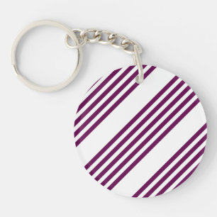 Plum and white five stripe pattern key ring