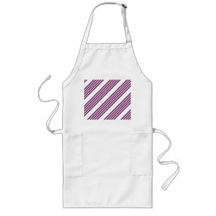Plum and white five stripe pattern long apron