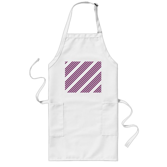 Plum and white five stripe pattern long apron (Front)