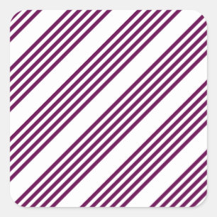Plum and white five stripe pattern square sticker