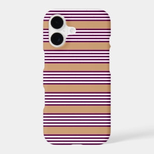Plum and white five stripes pattern with tan