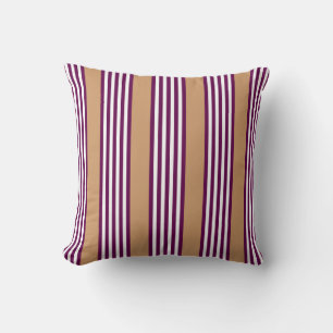Plum and white five stripes pattern with tan cushion