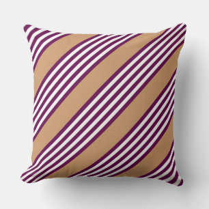 Plum and white five stripes pattern with tan cushion