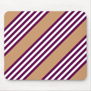 Plum and white five stripes pattern with tan mouse pad