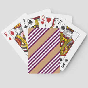 Plum and white five stripes pattern with tan playing cards