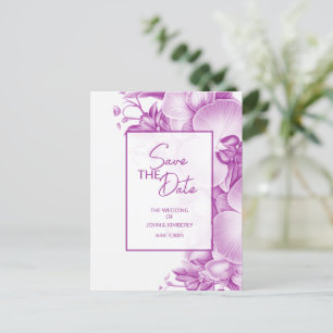 Plum and White Wedding Announcement Postcard