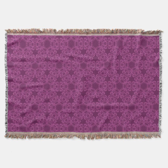 Plum Arabesque Pattern Throw Blanket (Front)