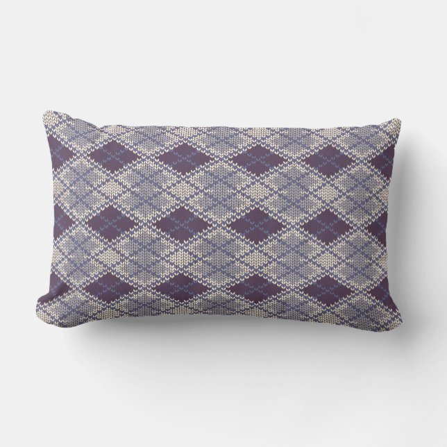 PLUM ARGYLE KNIT Lumbar Pillow (Front)