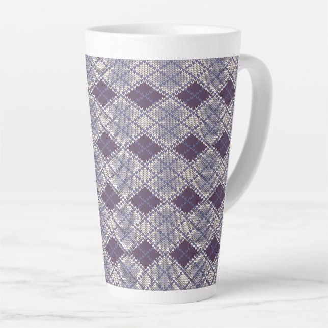 PLUM ARGYLE KNIT Tall Latte Mug (Right Angle)