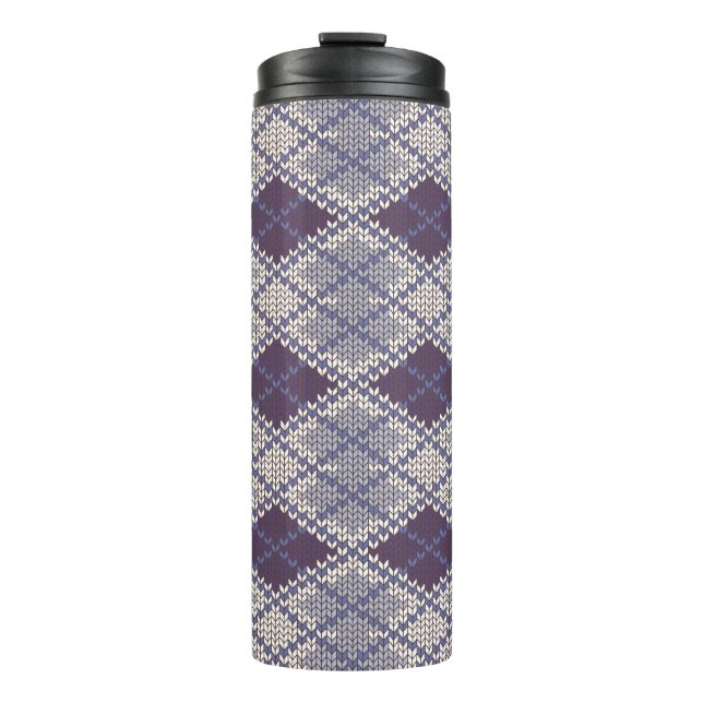 PLUM ARGYLE KNIT Thermal Tumbler (Front)