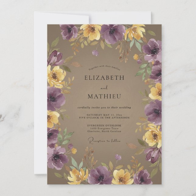 Plum Atmospheric Autumnal Wedding Invitation (Front)