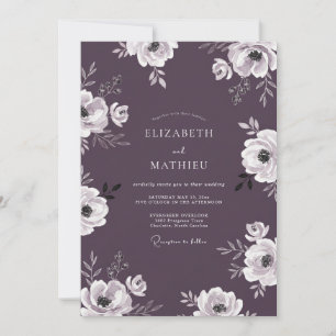 Plum Atmospheric Evening Wedding Invitation
