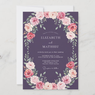 Plum Atmospheric Floral Wedding Invitation