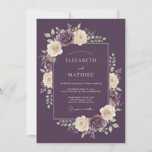 Plum Atmospheric Winter Wedding Invitation
