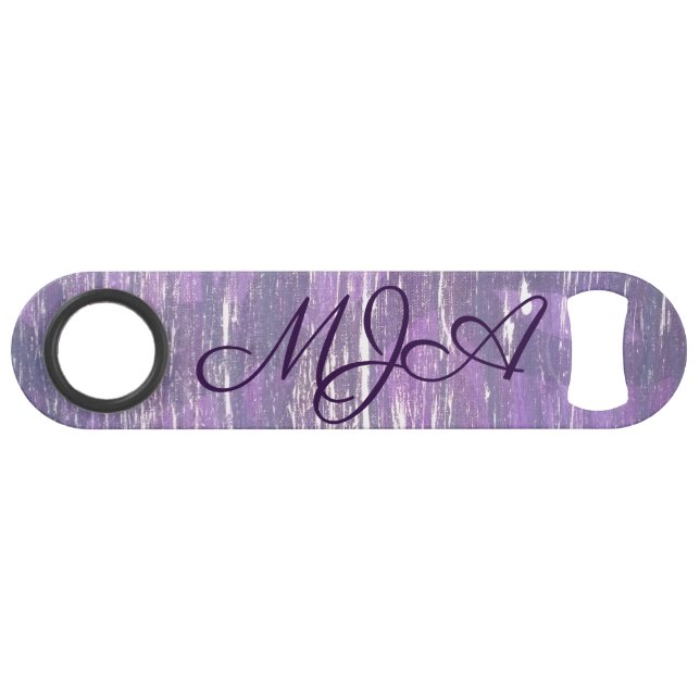 Plum Bar | Chic Purple Silver Splatter Brushstroke (Front (Horizontal))